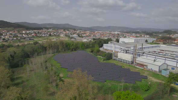 Blue solar panels on factory