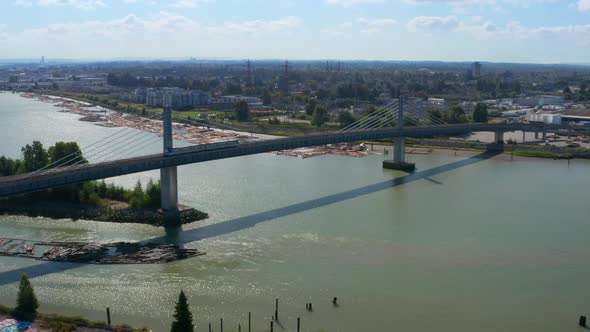 Aerial View Of New SkyTrain Line (Canada Line) To Richmond - drone shot