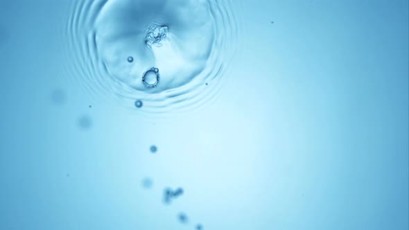 Extreme close-up water drops rippling, Slow Motion