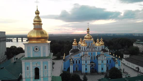 St. Michael's Golden-Domed Monastery in Kyiv, Ukraine. Aerial View
