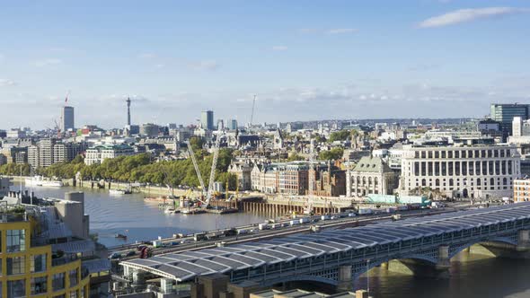 Center of London, Roofs of Buildings on the North Bank and Blackfriars Bridges