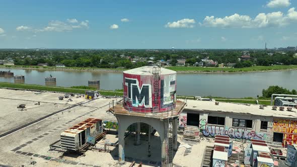 Point of view of water tower on abandoned military facility in New Orleans, Tower #3