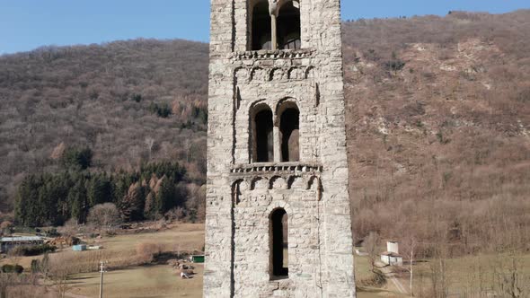 Romanic Church Bell Tower Aerial View