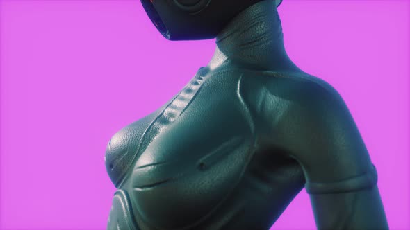 Fashion Model Wearing Leather Futuristic Suit alt