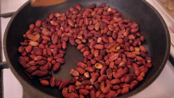 Fried Peanuts in Frying Pan