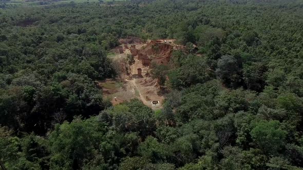 Aerial Shot of PhraePhae Muang Phi Forest ParkPhrae Province, Thailand