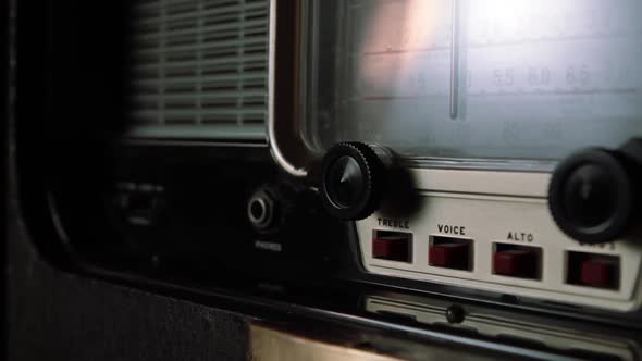 Retro radio in dark room