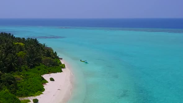 Drone view texture of coastline beach time by blue water and sand background