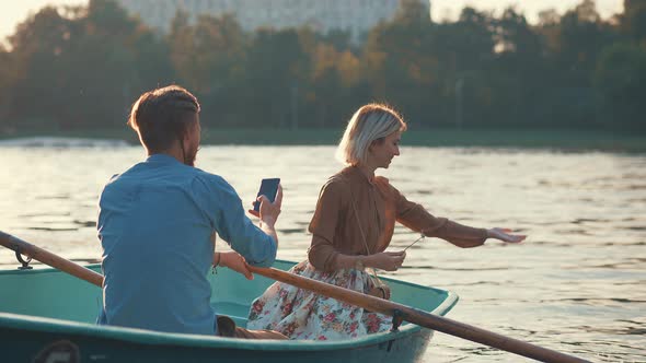 Young couple in a boat 