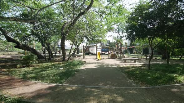 dolly in shot damaged kids park carrizal giron santander