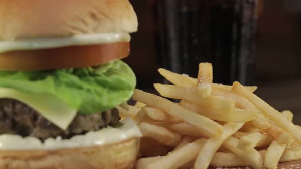 Lamb Cheese Burger With French Fries Display - Slider - Moving Away Reveal 