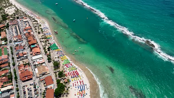 French Beach tropical tourism landmark at Maceio Alagoas Brazil.