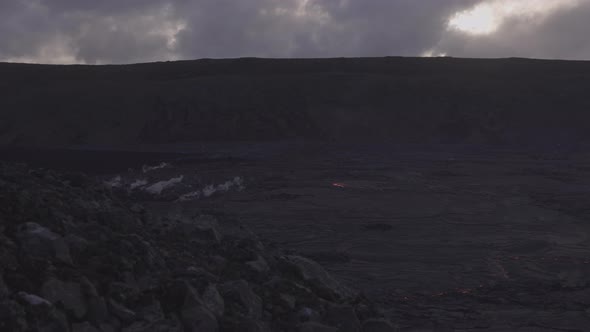 Smoking Lava Flow From Erupting Fagradalsfjall Volcano