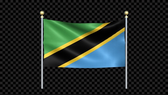 Tanzania Flag Waving In Double Pole Looped