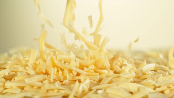 Super Slow Motion Shot of Falling Grated Cheese at 1000 Fps.