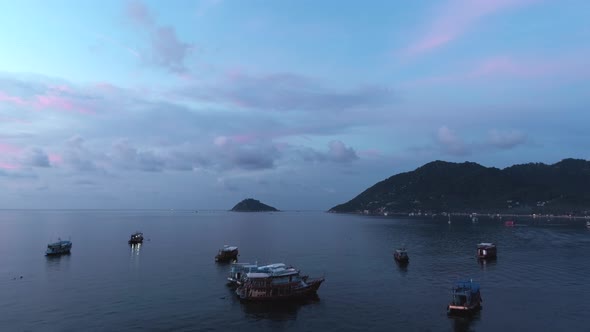 Colourful Sunset Over Ships