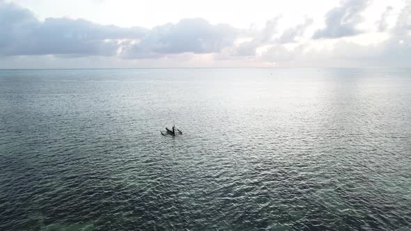 Boats in the Ocean Near the Coast of Zanzibar Tanzania Slow Motion