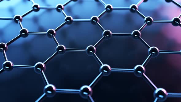 Loopable graphene structure. Rows of carbon atoms. Slow waving movement.