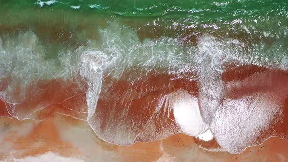 Waves on the shoreline of an Atlantic Ocean beach.