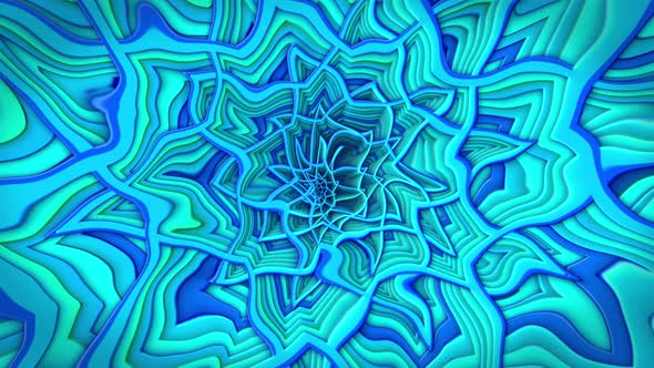 Colorful Footage With Blue Tunnel With Flower Pattern