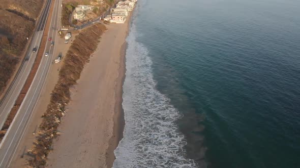 Aerial view of the beautiful Malibu, California beach