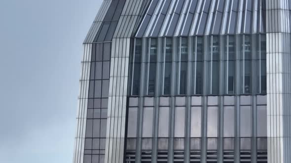 Aerial footage of Exterior of modern office building of ping an finance center in shenzhen city,Chi