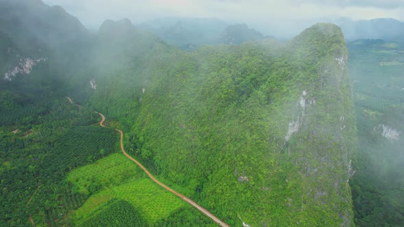 Drone are flying over beautiful clouds and mountains