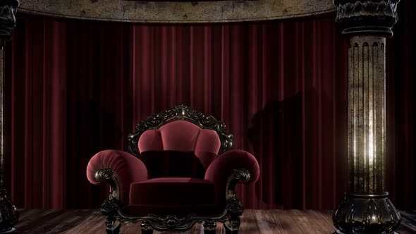 Luxurious Theater Curtain Stage with Chair alt
