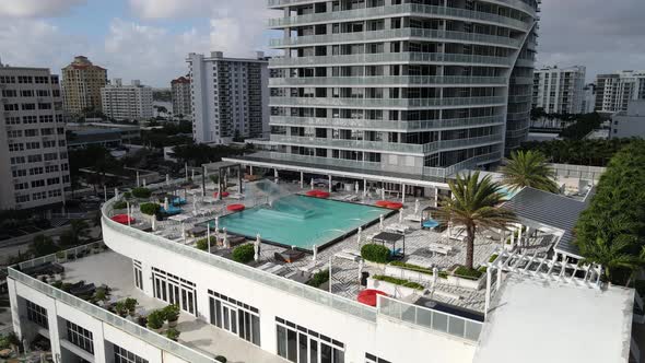 pool on a rooftop of a beautiful fancy hotel in fort Lauderdale florida aerial view