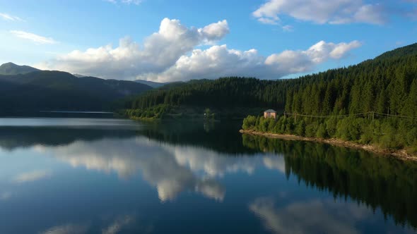 Evening Lake Aerial Panorama 14