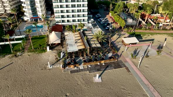 Hotels by the sea aerial view 4 K