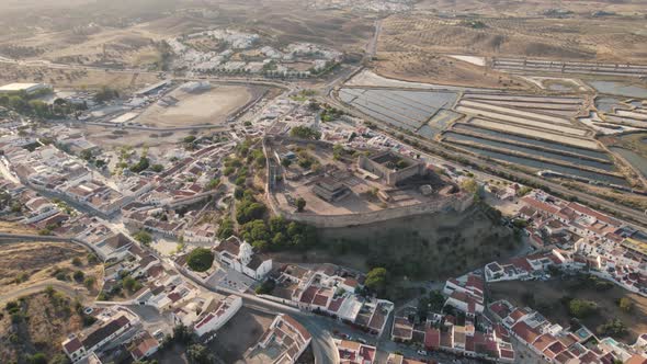 Castro Marim fortress town, Algarve, Portugal. Panoramic aerial view