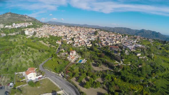 Fantastic Green Nature, Mountain Landscape Around Cozy Resort Town in Cyprus