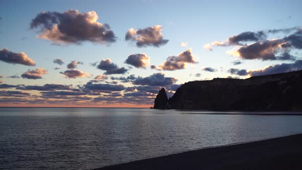 Panoramic View of Beautiful Sunset Above Sea