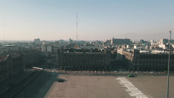 Dronw vire of Mexico city main Plaza Zocalo