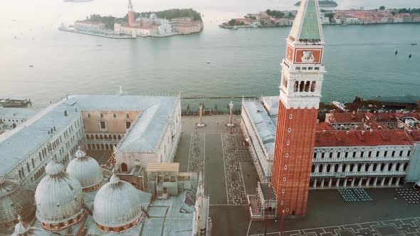 Basilica di Santa Maria Della Salute, Grand Canal, and lagoon. Venice skyline