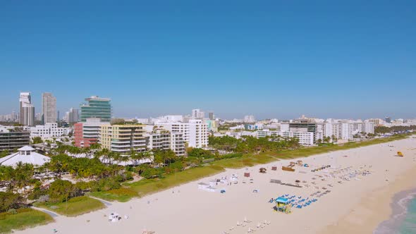 Aerial View of the Tourist City of Miami, .