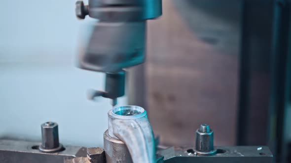 Cutting Steel Metal Shaft Processing on Lathe Machine