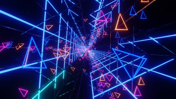 Vj Loop Animation Neon Pyramids Of Space 02