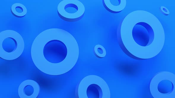 Abstract modern composition with blue tubes cylinders