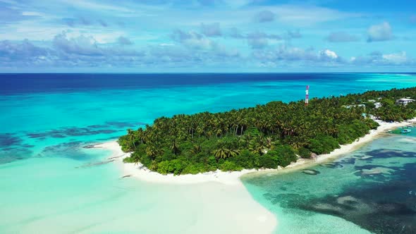 Aerial nature of tropical lagoon beach vacation by turquoise ocean with white sand background of jou