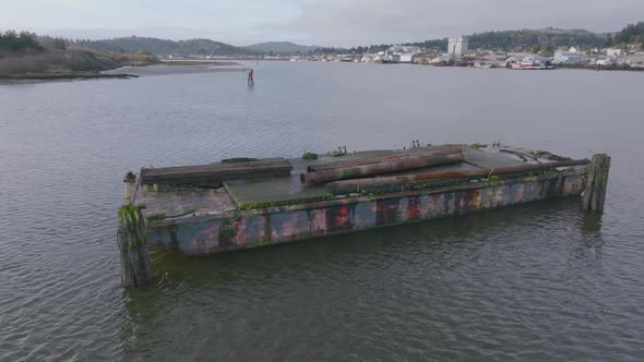 A barge in Coos Bay, Oregon, close to downtown