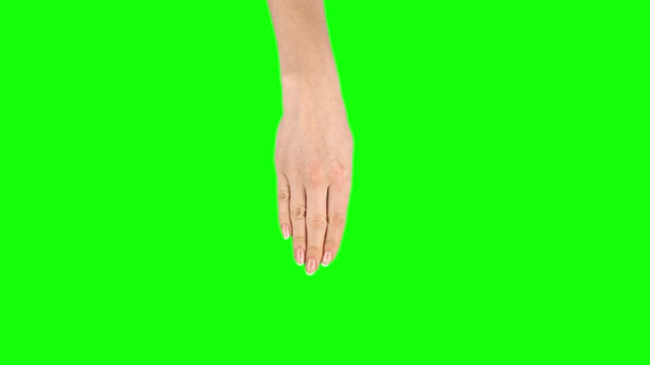 Female Hand Performing 3x Single Tap and Double Tap Tablet Screen Gesture on Green Screen. Close Up