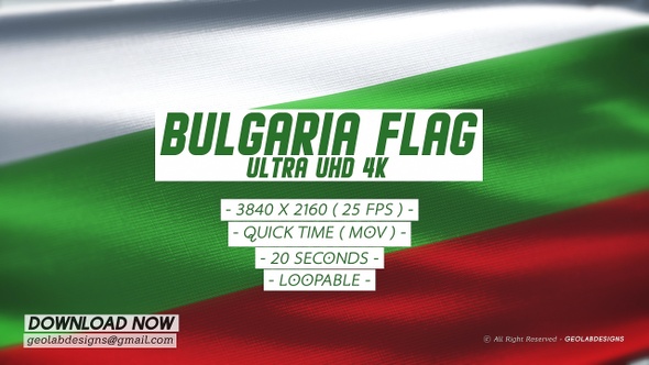 Bulgaria Flag - Ultra UHD 4K Loopable