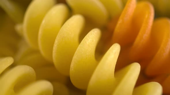 Macro Rotation Of Tricolor Fusilli Pasta