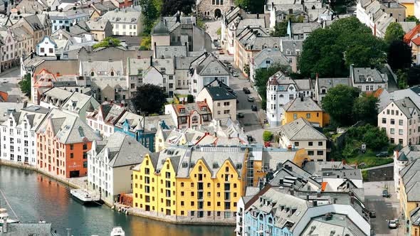 Alesund Norway  June 21 2019 Alesund Skyline Cityscape