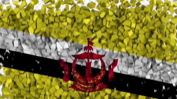 Brunei Flag Breaking Rocks Transition