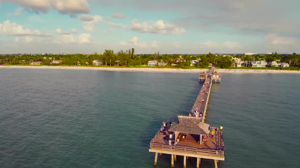 Naples Beach and Fishing Pier at Sunset, Florida