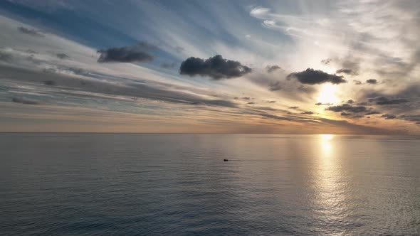 Fairy tale sunsets over the sea 4 K Aerial View