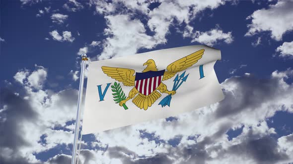 United States Virgin Islands Flag With Sky 4k